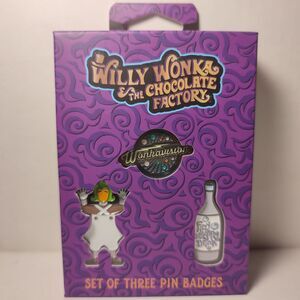 Willy Wonka Enamel Pin Badge Set Oompa Loompa Fizzy Lifting Drink & Wonkavision